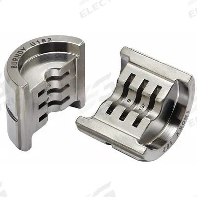 BURNDY Upper and Lower Crimping Die: 4 AWG Aluminum Lug/4 AWG Copper Lug, 1 Sizes - Burndy Replacement Crimping Dies