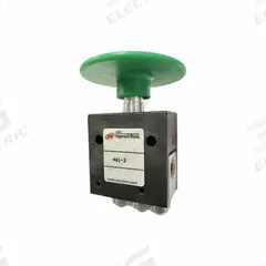 ARO Manual Air Control Valve: 460, Two-Way / Two-Position, Button, Green, 4 scfm Flow Rate - Max (MPN 461-3). Key specifications — attr1092903: Green; attr1086905: Spring Return; attr1086907: 460; attr1086914: Normally Open/Normally Closed; attr1086904: Manual Air Control Valve; attr1086871: 461-3.