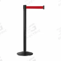 RETRACTA-BELT Barrier Post with Belt: Red, No Pattern, No Legend, 7 ft Belt Lg, Black, 7 ft x 2 in (MPN P101SB-RD7). Key specifications — Base Material: ABS; Belt Color: Red; Brand: RETRACTA-BELT; Post Material: Steel; Post Color: Black; Message: No Legend.