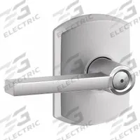 SCHLAGE RESIDENTIAL Door Lockset: Privacy Lever Locksets, Chrome, ADA Compliant (MPN F40 LAT 626 GRW). Key specifications — Ligature Resistance: Not Ligature-Resistant; Brand: SCHLAGE RESIDENTIAL; Lockset Function ANSI Code: F76; Visual Indicator Message: No Message; Lockset Style: Latitude; ADA Compliant: Yes; Finish: Satin Chromium-Plated : Brass.