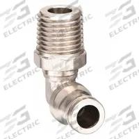 LEGRIS Push-Fit Elbow Fitting: 6 mm OD x 1/8 in Pipe Size, Push-to-Connect x MBSPT, Brass, Silver (MPN 3609 06 10). Key specifications — Brand: LEGRIS; Thread Size A: 1/8".