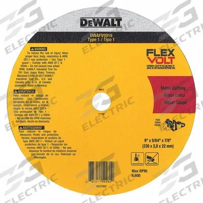 DEWALT Abrasive Cut-Off Wheel: Type 1, 9" x 5/64" x 7/8", Ceramic, 60 Grit - Cool-Cutting Cut-Off Wheels for Carbon & Stainless Steel