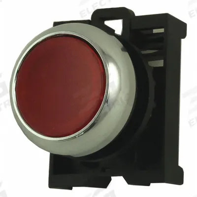 EATON Flush Push Button: Red, 22 mm Mounting Size, Non-Metallic - Illuminated Flush-Mount Push-Button Operators