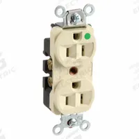 HUBBELL Receptacle: Hospital Grade Fed. Spec., Duplex, 5-15R, Ivory, 125V AC, 15 A, 2 Pole / 3 Wire (MPN HBL8200HI)