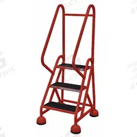 COTTERMAN Rolling Ladder: 2.3 ft Platform Ht, Partially Assembled, Steel, Wt-Actuated Auto-Lock (MPN ST-301 A2 C6 P5). Key specifications — Includes Handrails: Handrails Included; Material: Steel; Brand: COTTERMAN; Color: Red.