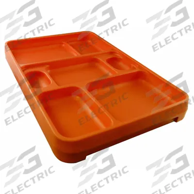 ROCK Food Tray: 14 1/4 in Overall Lg, 9 1/2 in Overall Wd, Orange, 7 Compartments - Rock Food Trays for Correctional Facilities