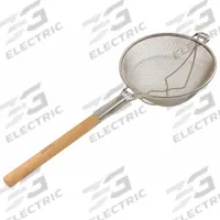 CRESTWARE Mesh Strainer: Heavy Duty Double Mesh Mesh Size, 33 in Overall Lg, Stainless Steel (MPN WHSHD14). Key specifications — Material: Stainless Steel; Brand: CRESTWARE; Handle Material: Wood; NSF Certified: No; Mesh Size: Heavy Duty Double Mesh.
