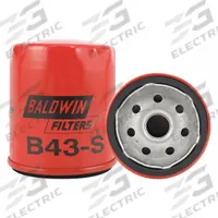 BALDWIN FILTERS Oil Filter: B43-S, M18-1.50 Thread Size, 3 1/2 in Overall Ht, 2 15/16 in Outside Dia. Key specifications — Baldwin Interchange: B43-S; Brand: BALDWIN FILTERS; Compatible Vehicle Make: Isuzu; Includes: G449-B Attached Gasket; Media Material: Cellulose.