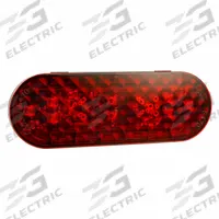 GROTE Stop/Turn/Tail Light: LED, Stop, Turn, and Tail Combo Light, Clear/Red, Oval, Female Pin (MPN 54762). Key specifications — Standards: FMVSS 108; Electrical Connection: Female Pin; Brand: GROTE; Installation Type: Removable; Lens Color: Clear; Mount Type: Bracket; Lighting Technology: LED; Light Type: Stop, Turn, and Tail Combination Light.