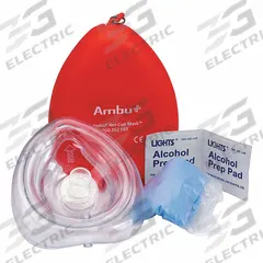 FIRST AID ONLY CPR Mask Kit: 1 People Served, Adult, Reusable (MPN M573-AMBU). Key specifications — Disposability: Reusable; Includes: (2) Gloves; Brand: FIRST AID ONLY; Patient Type: Adult; Product Type: CPR Mask Kit.