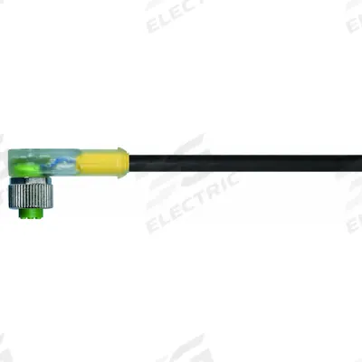 MURRELEKTRONIK Cordset: M12 Female Right Angle X Bare Wire, 5 Pins, Black, PUR, 3 m Cable Lg - Single-Ended Cordsets with Status LED & PUR Jacket for Twisting Applications