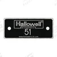 HALLOWELL Numbers 51 to 100: 2 3/8 in x 1 in, 50 Plates, 51 to 100, Aluminum, NPH51-100. Key specifications — Manufacturer Part Number: NPH51-100; Brand: HALLOWELL; Material: Aluminum; Number Range: 51 to 100; Product Type: Number Plates; Color: Black with White Lettering.