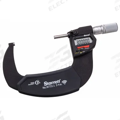STARRETT Wireless Digital Micrometer: 3 in to 4 in /75 mm to 100 mm, Inch/Metric - Micrometers without SPC Output for Harsh Environments