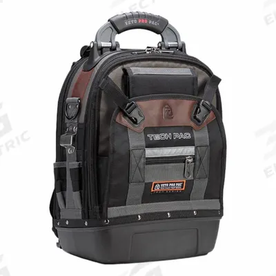 VETO PRO PAC Tool Bag: 13 in W 10 in D 19 1/2 in H, Polypropylene/PVC Nylon, Black/Brown/Gray - Backpacks with Changeable Inserts