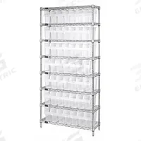 QUANTUM STORAGE SYSTEMS Bin Shelving: 12 in x 36 in x 74 in, 1 Sided, 56 Bins, Open, Shelf Bin (MPN WR8-801CL). Key specifications — Includes Bins: Yes; Bin Material: Polypropylene; Frame Color: Silver; Bin HxWxD: (56) 8 in x 4-3/8 in x 11-5/8 in; Frame Material: Steel; Bin Color: Clear; Bin Style: Shelf; Brand: QUANTUM STORAGE SYSTEMS.