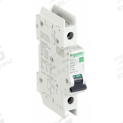 SCHNEIDER Miniature Circuit Breaker: 0.5 A Amps, 60V DC, 14kA at 120/240V AC - D-Curve, 1-Pole UL489 DIN Rail-Mount Miniature Circuit Breakers