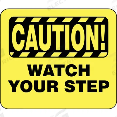 TENSABARRIER Acrylic Sign: Yellow, Caution Watch Your Step Message - Signs for Post Tops