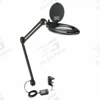 APPROVED VENDOR Round Magnifier Light: LED, 1.75x, 3 Diopter, 678 lm Max Brightness, 33 in Arm Reach (MPN 32PE51). Key specifications — Arm Material: Steel; Brand: APPROVED VENDOR; Magnification: 1.75x; ESD Safe: No; Lens Material: Glass; Lighting Technology: LED; Operating Voltage: 100 to 240V AC; Includes Ultraviolet Light: No.