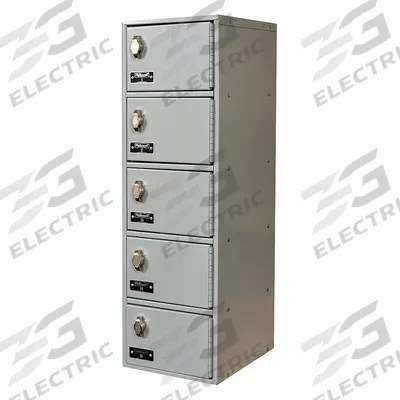 HALLOWELL Cell Phone Locker: 9 in x 12 in x 30 1/2 in, 5 Tiers, 1 Units Wide, 5 Lockers - Surface-Mount Metal Cell-Phone Lockers