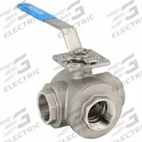 BONOMI Manual Three-Way Ball Valve: 2 in, CF8M Stainless Steel, T Flow, FNPT x FNPT x FNPT (MPN 956N-2"). Key specifications — Brand: BONOMI; Handle: Locking Lever.