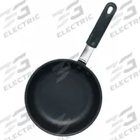 CRESTWARE Fry Pan: Non-Stick, 14 1/2 in Top Dia, Aluminum, Black, Steel, NSF Certified, PlatinumPro (MPN FRY14AXH). Key specifications — Brand: CRESTWARE; Handle Color: Gray; NSF Certified: Yes; Product Type: Fry Pan; Body Color: Black; Handle Material: Steel; Body Material: Aluminum; Handle Type: Riveted.