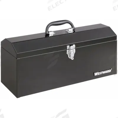 WESTWARD Tool Box: 19 in W 7 in D 8 5/8 in H, Plastic/Steel, Black, Padlock - Steel Tool Boxes