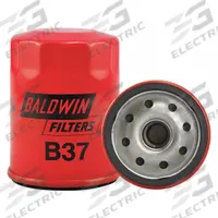 BALDWIN FILTERS Oil Filter: B37, LF3615, 3/4"-16 Thread Size, 3 1/2 in Overall Ht, Oil, Cellulose. Key specifications — Baldwin Interchange: B37; FleetGuard Interchange: LF3615; Brand: BALDWIN FILTERS; Compatible Vehicle Make: Toyota; Includes: 14 psid Bypass Valve; Media Material: Cellulose.