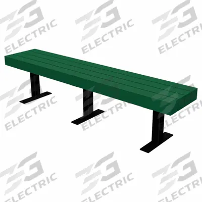 ULTRASITE Outdoor Bench: Trailside, 96 in Overall Lg, 17 1/4 in Overall Ht, Green - Vandal Resistant Resinwood Benches