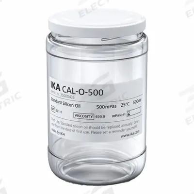 IKA Silicon Oil: 500 cps Viscosity, 500 mL Volume, Clear Glass, Jar, Liquid - Viscometer Calibration Standards