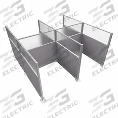 VERSARE Cubicle Kit: 72 in Overall Ht, 48 in_72 in Overall Wd, 8 Panels, Cloud Gray (MPN HPEK-4P4-S-VCLG-FR). Key specifications — Panel Color: Cloud Gray; Brand: VERSARE; Panel Material: Polycarbonate; Window Style: Frosted.