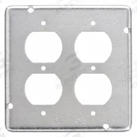 RACO Electrical Box Cover: 2 Gangs, Open, For Square Box Shape, Galvanized Steel, 9/16 in Overall Dp (MPN 979). Key specifications — Brand: RACO; For Box Shape: Square; Material: Galvanized Steel; Cover Design: Open.