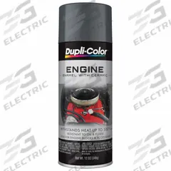 DUPLI-COLOR Engine Enamel: Exterior/Interior, Engine Enamel, Solvent, Ceramic, Metal/Steel, Smooth (MPN EDE165107). Key specifications — Color: Cast Iron Gray; Coverage Area: 14 sq ft; Compatible Surface Material: Metal; Finish Texture: Smooth; Sheen: Gloss; Brand: DUPLI-COLOR.