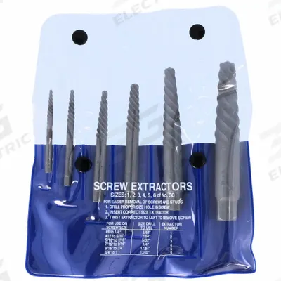 CHICAGO-LATROBE Screw Extractor Set: 6 Pc, Spiral Flute - Spiral-Flute Extractor Sets