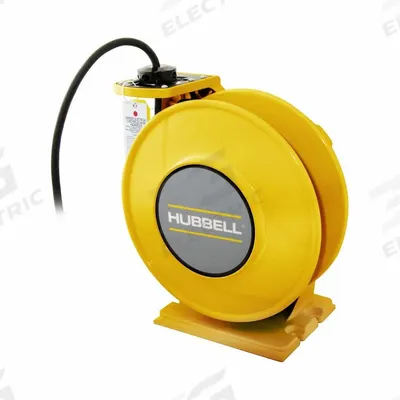 HUBBELL WIRING DEVICE-KELLEMS Extension Cord Reel: Ratchet Lock, 25 ft Cord Lg, 14 AWG, SJO - Hardwired Self-Retracting Cord Reels