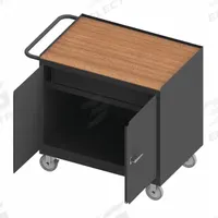 DURHAM MFG Mobile Cabinet Workbench: 36 in x 24 in, Hardboard, 1,200 lb Overall Load Capacity, Gray (MPN 3115-TH-95). Key specifications — Included Components: Handle on Side; Assembly: Fully Assembled; Brand: DURHAM MFG.
