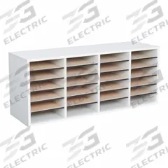 SAFCO Literature Organizer: Gray, 24 Compartments, Includes Label Holders, 11 3/4 in Overall Dp (MPN 9423GR). Key specifications — attr986470: Yes; attr986455: Gray; attr986477: Hardboard; attr986454: SAFCO; attr986487: Mail and Literature Sorter.
