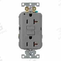 LEVITON Plugs and Receptacles: Duplex, 5-20, Gray, GFCI, 125V AC, 20 A, 2 Pole / 3 Wire (MPN G5362-GY)