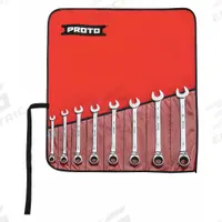 PROTO Combination Wrench Set: Alloy Steel, Chrome, 8 Tools, 8 mm to 18 mm Range of Head Sizes (MPN JSCVMT-8S). Key specifications — attr309581: Chrome; attr309580: Alloy Steel; attr309571: Yes; attr309583: No; attr309587: Yes; attr324931: PROTO; attr309569: 8 mm to 18 mm; attr309572: Tool Roll.
