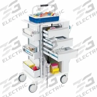 MARKETLAB Medical Procedure Cart: Aluminum, (2) Swivel/(2) Swivel with Brake, White - Medical Procedure Carts