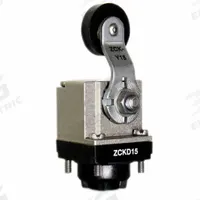 TELEMECANIQUE SENSORS Limit Switch Head: Roller Arm Plunger, Side, Fixed (MPN ZCKD15). Key specifications — Compatible with Series: XCKM; Actuator Location: Side; Brand: TELEMECANIQUE SENSORS; Action: Momentary; Adjustability: Fixed; Arm/Operator Material: Non-Metallic.