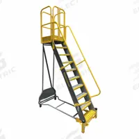 COTTERMAN Rolling Ladder: 8.3 ft Platform Ht, Partially Assembled, Foot-Activated Step Lock, Steel (MPN WMX10R37A3FGP3). Key specifications — Brand: COTTERMAN; Color: Gray; Handrail Configuration: Double Handrails.