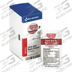 FIRST AID ONLY Topical Burn Cream: Benzalkonium Chloride/Lidocaine HCl, 0.03 oz Size, 10 PK (MPN FAE-7011). Key specifications — Manufacturer Part Number: FAE-7011; Concentration: Lidocaine HCl: 0.5%; Brand: FIRST AID ONLY; Purpose: Cooling; Format: Cream; Product Type: Topical Burn Relief; Unitized: Unitized; Unit Package Type: Packets.
