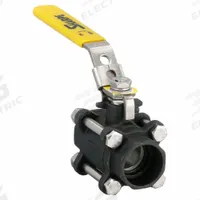 SHARPE Manual Two-Way Ball Valve: 1 in, Carbon Steel, Straight, Socket x Socket, Full Port Ball Port (MPN 4351002040). Key specifications — Brand: SHARPE; Seat Material: Polymer; Handle: Locking Lever.