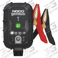 NOCO Battery Charger: Charging/Maintaining, Auto, For 6 V DC_12 V DC Battery Volt (MPN GENIUS1). Key specifications — Automatic/Manual: Automatic; Charging Current @ Voltage: 1 A @ 12V; Maintaining Current @ Voltage: 1 A @ 12V; Charger Function: Maintaining; For Use With Battery Type: Gel; Brand: NOCO.