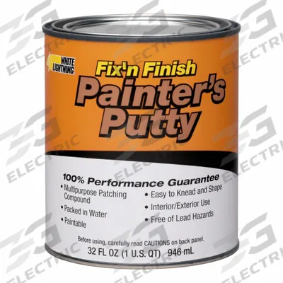 WHITE LIGHTNING Putty: White Lightning, 4 1/4 in x 4 1/4 in, 1 qt Container Size, Can - Spackling Paste