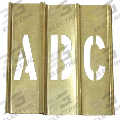 APPROVED VENDOR Stencil Set: A to Z/Punctuation, 2 in Character Ht, Brass - Brass Interlocking Stencil Sets