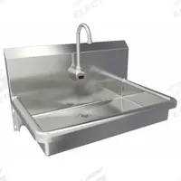 SANI-LAV Hands-Free Sink: 1 Stations, 5 in Bowl Dp, 27 in Bowl Lg, 16 1/2 in Bowl Wd, 1 Faucet Holes (MPN 5A1B). Key specifications — Includes Side Splash: Side Splash Not Included; Series: Stainless Steel Wash-Station; Brand: SANI-LAV; Power Source: Battery Powered.