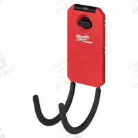 MILWAUKEE PACKOUT Curved Hook: 3 13/16 in D x 10 1/4 in H x 7 1/16 in L, Metal/Polymer, Black/Red (MPN 48-22-8331). Key specifications — attr1120130: MILWAUKEE; attr1120217: Metal; attr1120218: Black.