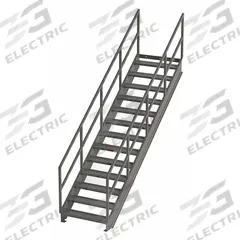 APPROVED VENDOR Portable Stairs: 11.2 ft Overall Ht, Steel, 500 lb Load Capacity, Serrated, 13 Steps (MPN IS98-36). Key specifications — Color: Gray; Brand: APPROVED VENDOR.