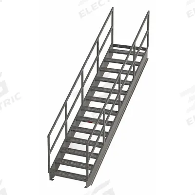 APPROVED VENDOR Portable Stairs: 11.2 ft Overall Ht, Steel, 500 lb Load Capacity, Serrated - Easy-Climb Steel Stairs